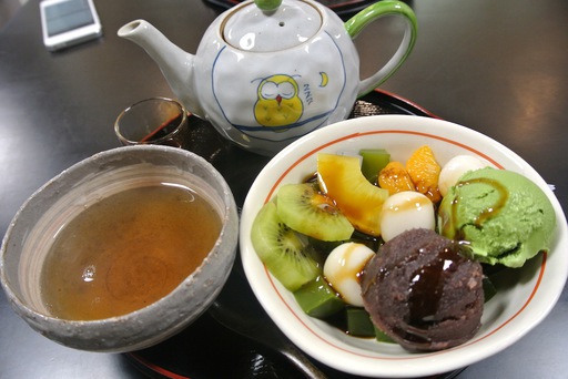 白玉抹茶クリームあんみつ
